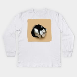 Cat in a box Kids Long Sleeve T-Shirt